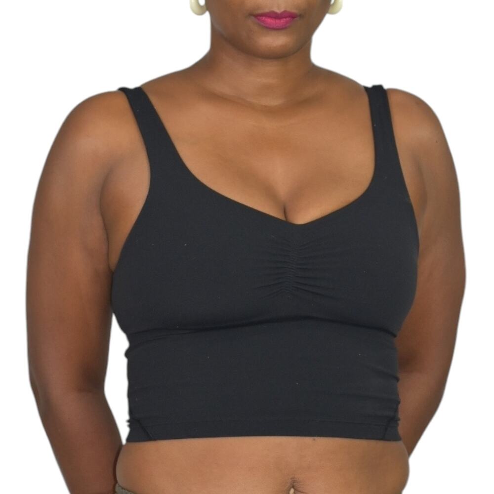 Lululemon Align Gathered Front Tank Black Cropped Shelf Bra Yoga Stretch Size 2 - Picture 11 of 12